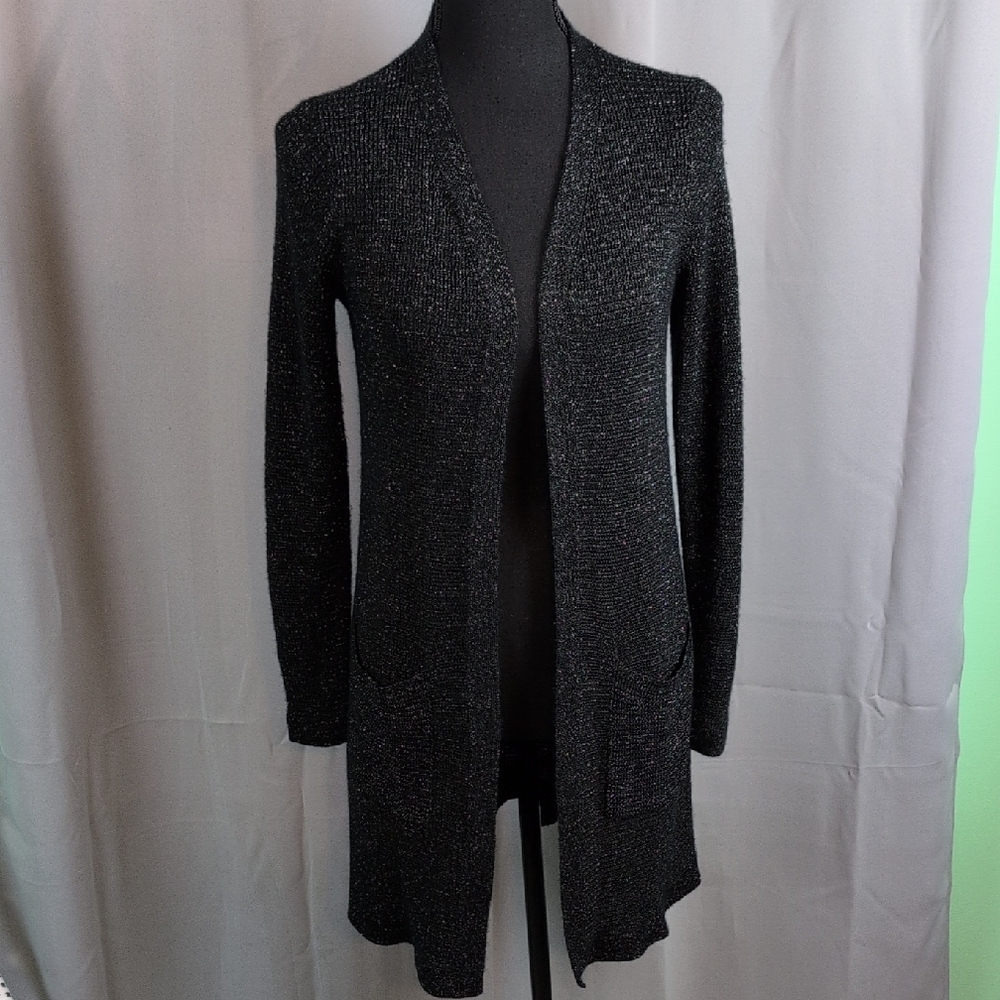 Eileen Fisher Black Open-Front Cardigan Small Petite